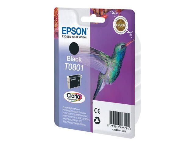 Epson Original T0801 Kolibri Druckerpatrone schwarz Blister 330 Seiten 7ml (C13T08014011)