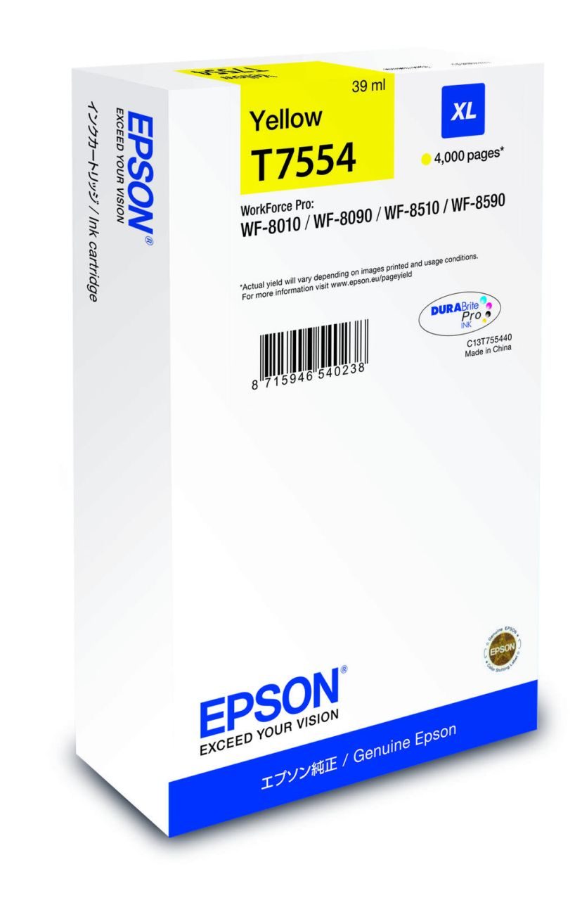 Epson Original T7554XL Druckerpatrone gelb 4.000 Seiten 39ml (C13T755440)