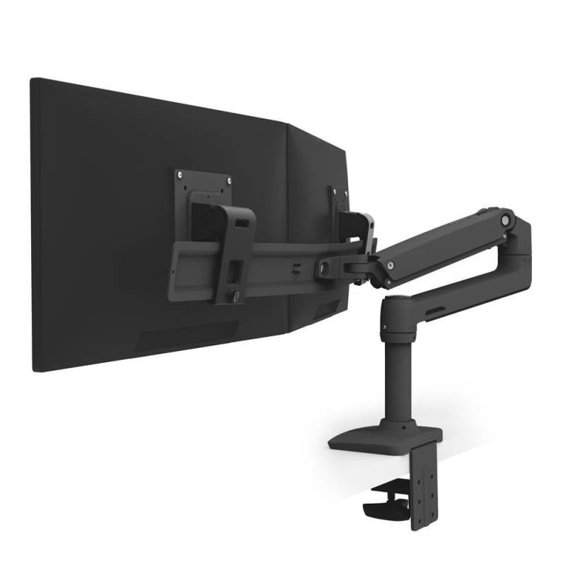 Ergotron LX Dual Monitorarm für zwei Monitore bis 63,5 cm 25 Zoll nebeneinander Tischhalterung schwarzmatt