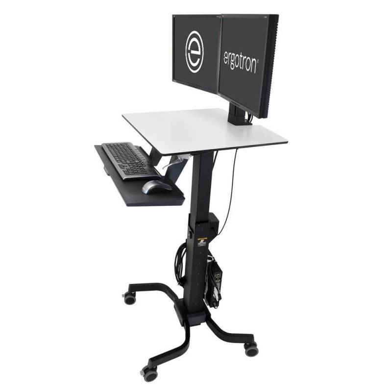 Ergotron WorkFit-C Dual mobiler Steh-Sitz Arbeitsplatz mit patentierter CF-Technologie für Bildschirme bis 60,96cm (24")