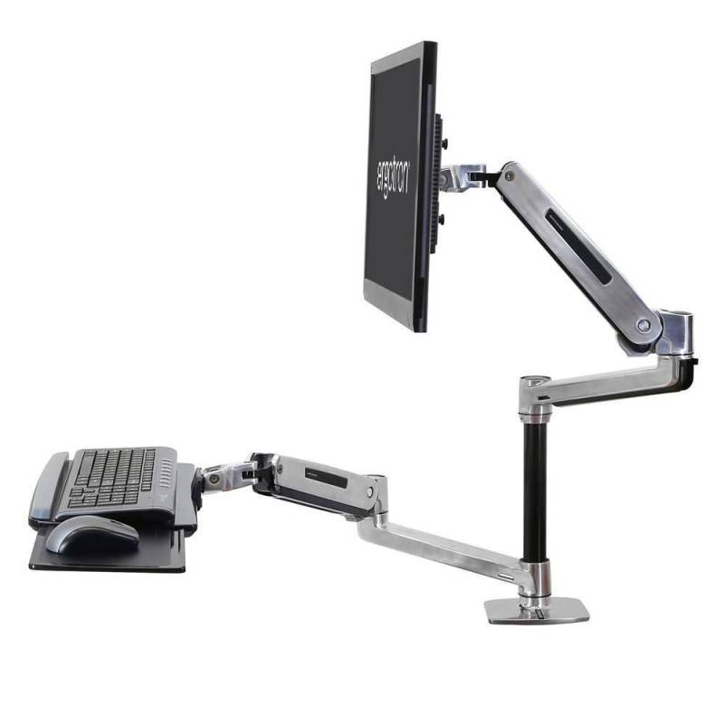 Ergotron WorkFit-LX Single Steh-Sitz Arbeitsplatz mit patentierter CF-Technologie für 1 Bildschirm bis 106,88 cm (42")