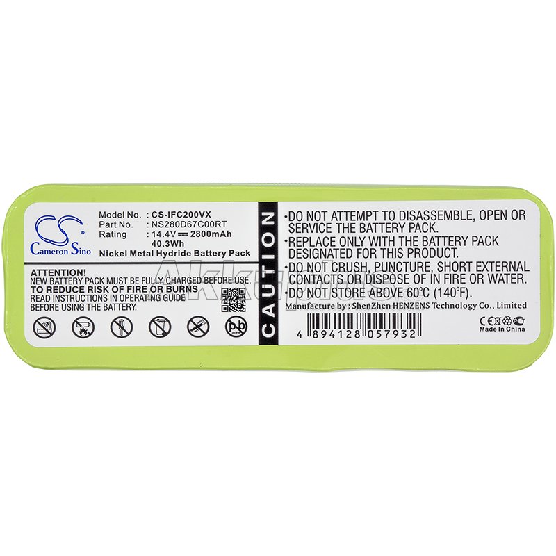 Ersatzakku - CS-IFC200VX - AGAiT e-clean EC01 / Infinuvo NS280D67C00RT - 14,4 Volt 2800mAh Ni-MH