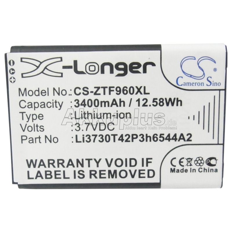 Ersatzakku - CS-ZTF960XL - NET10 SRQ-Z289L / T-MOBILE LI3730T42P3h6544A2 - 3,7 Volt 3400mAh Li-ion