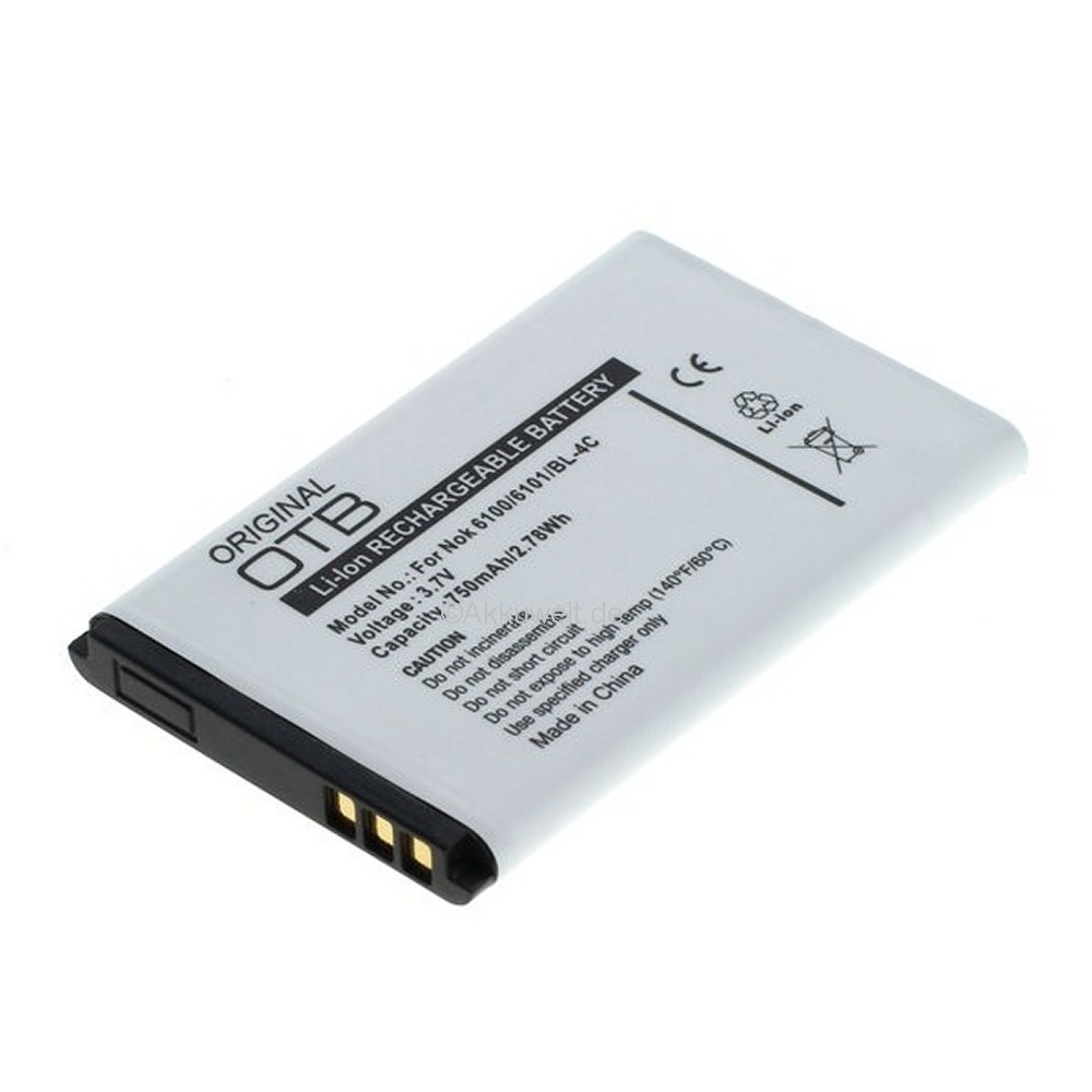 Ersatzakku für Nokia 5100 6100 6260 6300 6600 7200 BL-4C Ersatzakku für Nokia 5100 6100 6260 6300 6600 7200 BL-4C