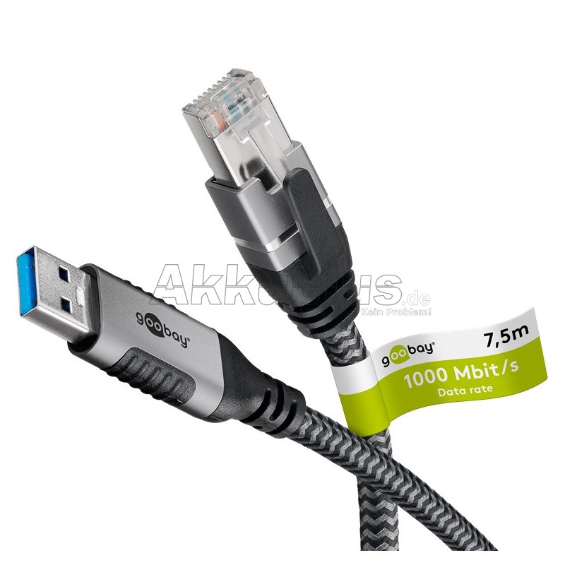 Ethernet-Kabel USB-A 3.0 auf RJ45, 7,5 m