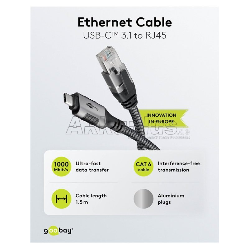 Ethernet-Kabel USB-C™ 3.1 auf RJ45, 1,5 m