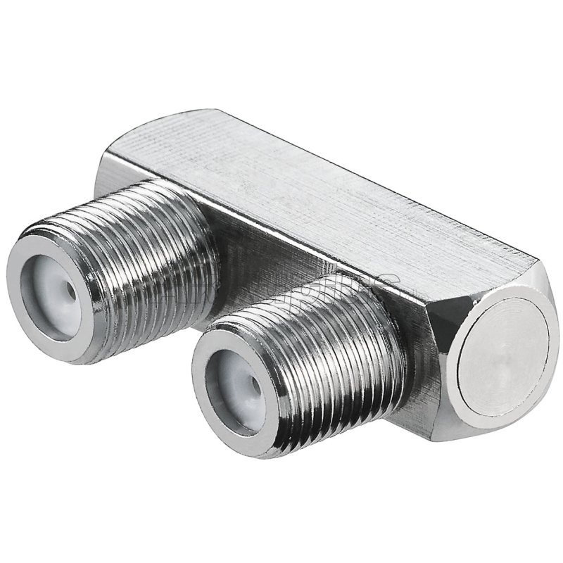 goobay - F-Verbinder, U-Form: F-Buchse > F-Buchse - Adapter-Stecker aus Kupfer-Zink-Gemisch