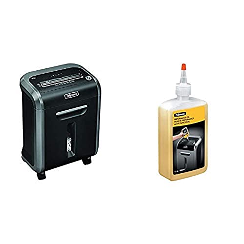 Fellowes Powershred 79Ci 100% Anti-Stau Aktenvernichter, Schneidleistung: 16 Blatt (Partikelschnitt) schwarz/silbergrau + Aktenvernichter Öl (für Partikelschnitt Aktenvernichter, 355ml Flasche) clear