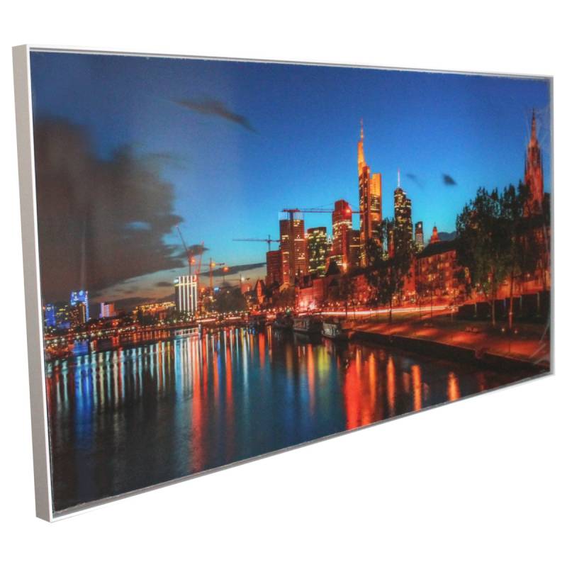 Frankfurt Skyline Nacht 140 x 70 cm Acrylglasdruck Wandbild mit Holzrahmen von Default