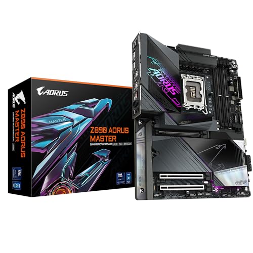 GIGABYTE Z890 AORUS Master Motherboard - Unterstützt Intel Core Ultra (Serie 2) CPUs, 18+1+2 Phasen VRM, bis zu 9500MHz DDR5 (OC), 2xPCIe 5.0 + 3xPCIe 4.0, Wi-Fi 7, 10GbE LAN, Thunderbolt 4 GIGABYTE Z890 AORUS Master Motherboard - Unterstützt Intel Core Ultra (Serie 2) CPUs, 18+1+2 Phasen VRM, bis zu 9500MHz DDR5 (OC), 2xPCIe 5.0 + 3xPCIe 4.0, Wi-Fi 7, 10GbE LAN, Thunderbolt 4 von Gigabyte