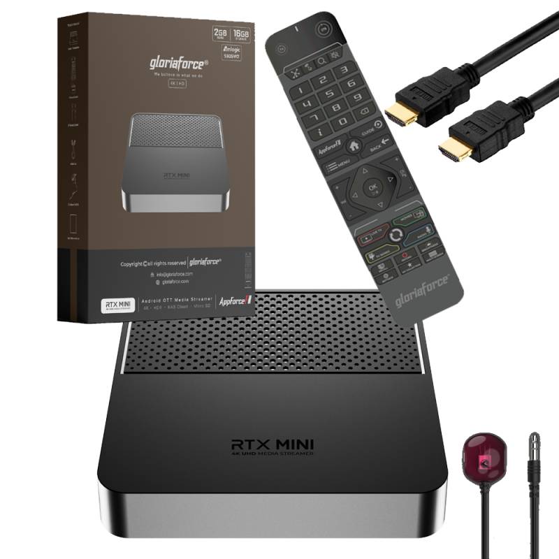 Gloriaforce RTX MINI 4K UHD Android 11 IP-Receiver HDR10+, Dual-WiFi, LAN, MicroSD, HDMI