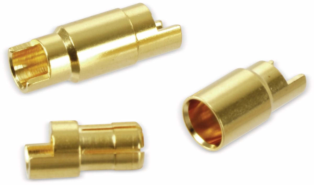 Goldkontakt-Steckerset, Steckkontaktlänge 8,5 mm, Kupplungskontaktlänge 9,5 mm, 6 mm, 5 Paare Goldkontakt-Steckerset, Steckkontaktlänge 8,5 mm, Kupplungskontaktlänge 9,5 mm, 6 mm, 5 Paare von Pollin Electronic GmbH