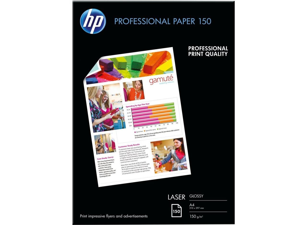 HP Fotopapier glänzend A4 (210 x 297 mm) 150 g/m² - 150 Blatt für Color LaserJet Enterprise, Color LaserJet Pro (CG965A)