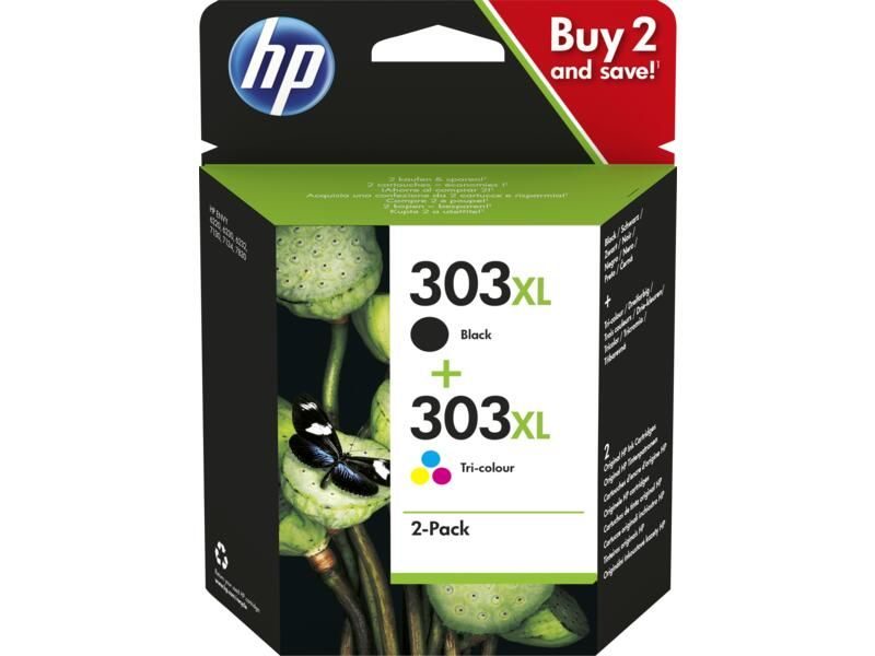 HP Original 303XL Druckerpatronen 2er Pack 1x schwarz + 1x farbig (3YN10AE)