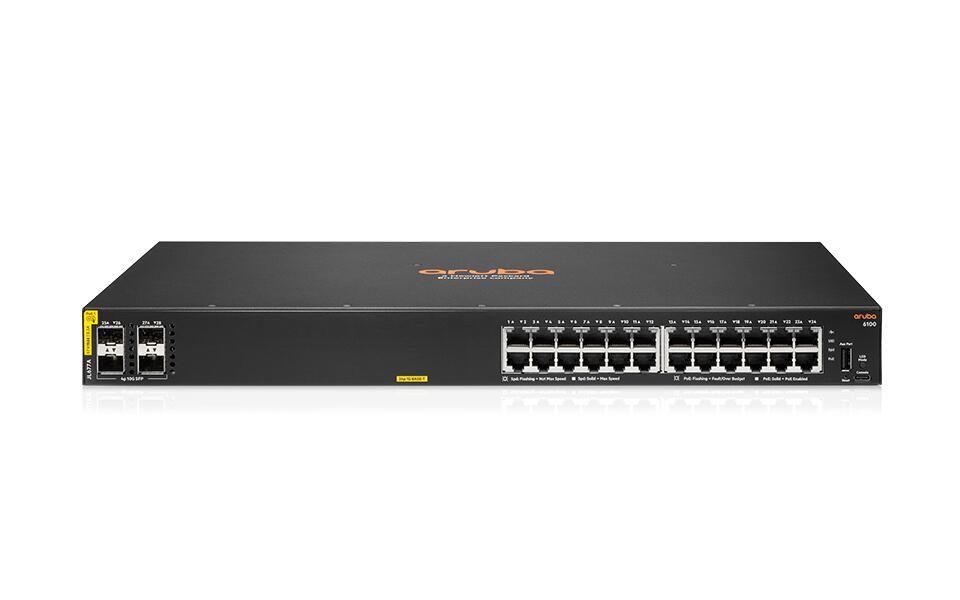 HPE Aruba CX6100 Switch 24-Port 1GBase-T 4-Port 10G SFP+ 370W Klasse 4 PoE rackmountfähig