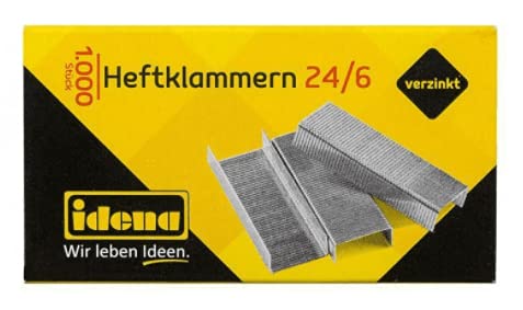 Idena Schwere Heftklammern 24/6, Silber, 6 mm, Stapler