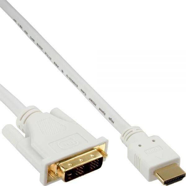 InLine HDMI zu DVI Kabel 0.5m, vergoldete Kontakte, weiß