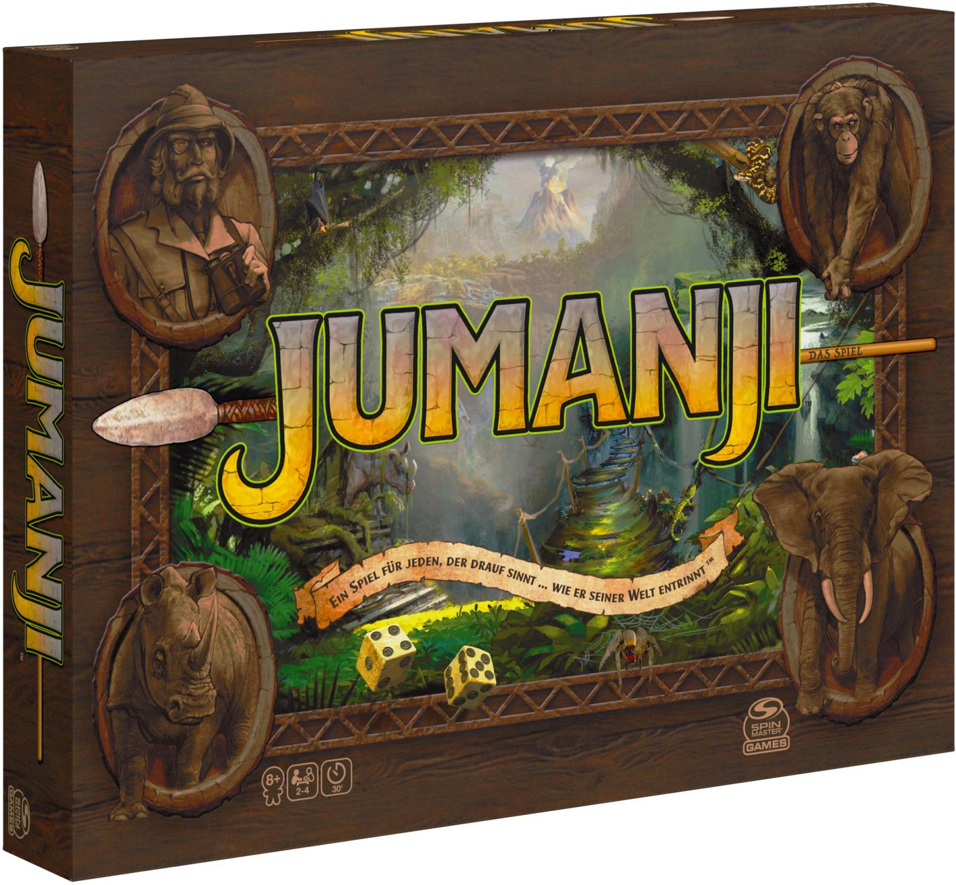 Jumanji das actiongeladene Familienspiel für 2 bis 4 mutige Abenteurer ab 8 Jahren Jumanji das actiongeladene Familienspiel für 2 bis 4 mutige Abenteurer ab 8 Jahren