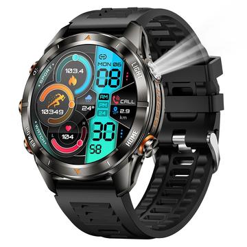 KT80 Sport-Smartwatch - 3ATM wasserdicht, Bluetooth-Anruf, 1.46 HD-Touchscreen, integrierte Taschenlampe - Schwarz