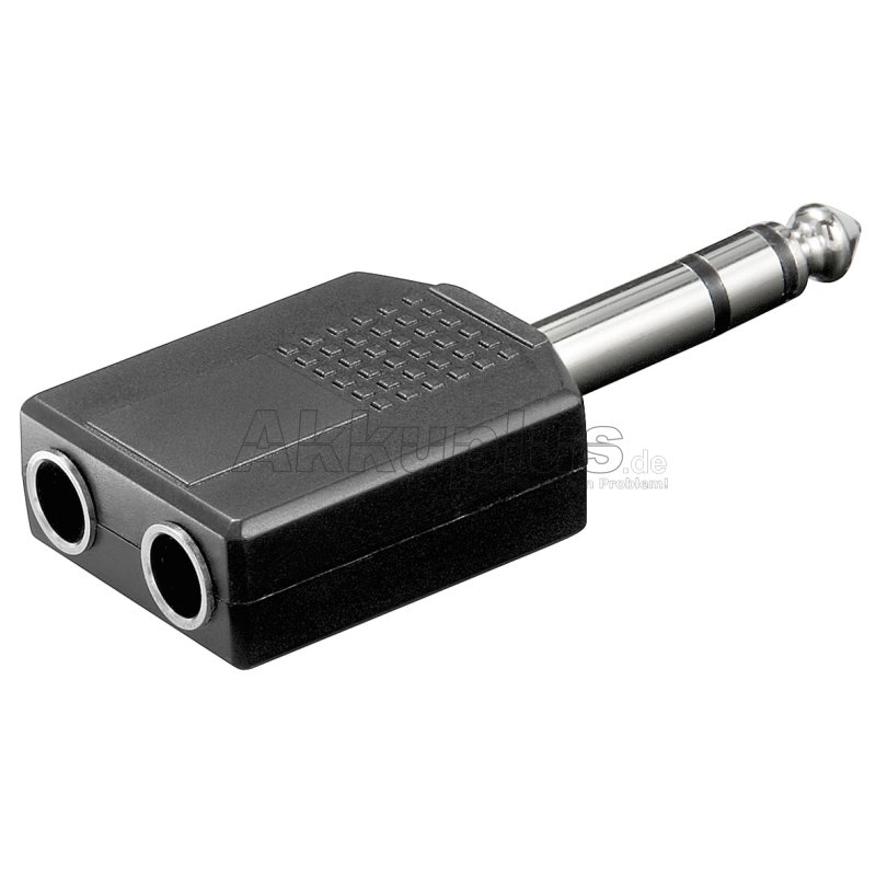 Kopfhörer Adapter AUX Klinke, 6,35 mm 1 zu 2<br>Klinke 6,35 mm Stecker (3-Pin, stereo) > 2x Klinke 6,35 mm Buchse (3-Pin, stereo)