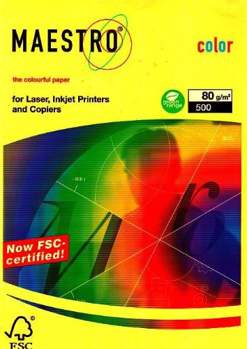Kopierpapier 80g A3 farbig 500 Blatt, Neonfarben Maestro für Kopierer / Inkjet, Farbe:neongelb