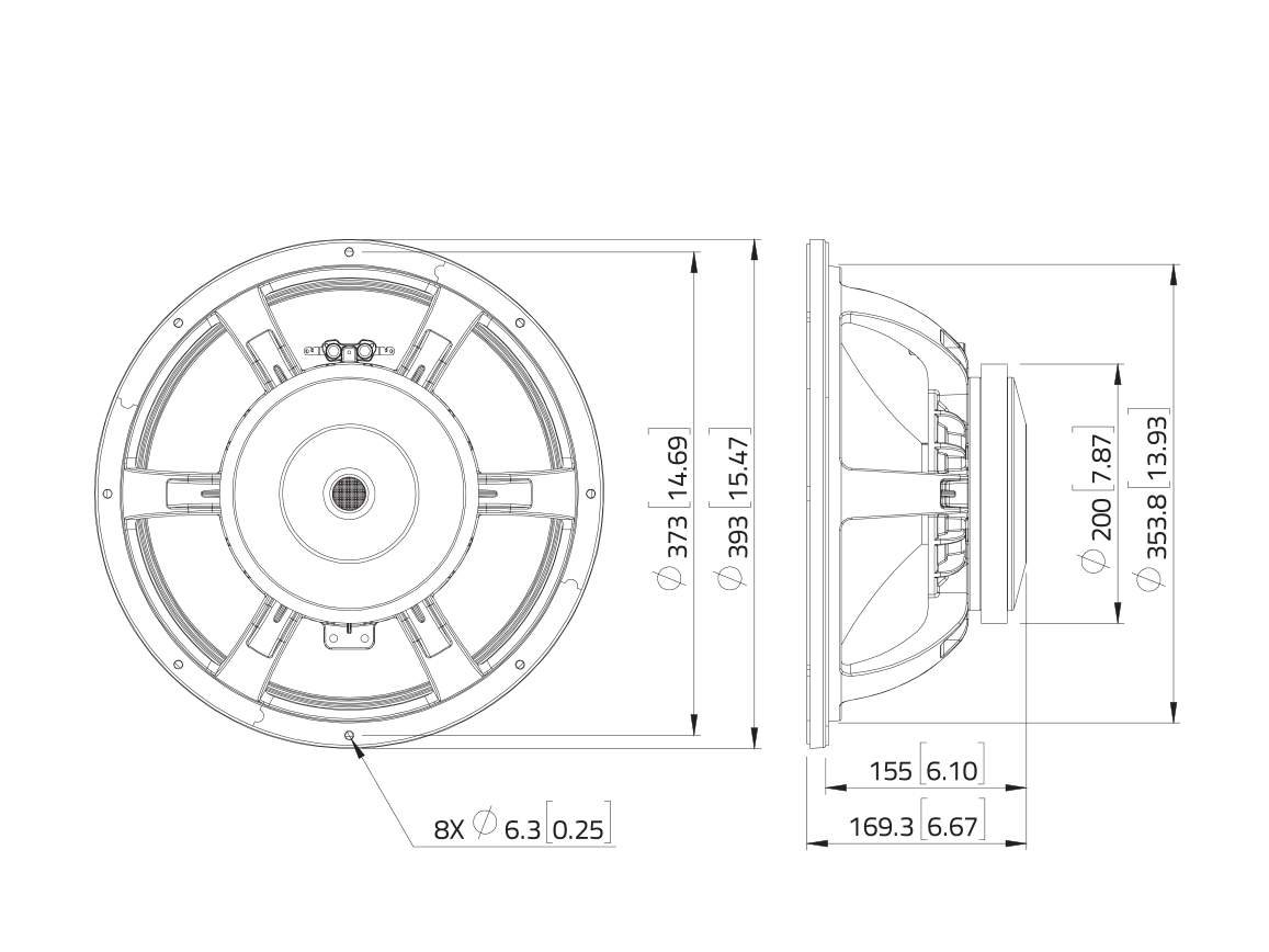 LAVOCE WAF153.02 15" Woofer, Ferrit, Alukorb