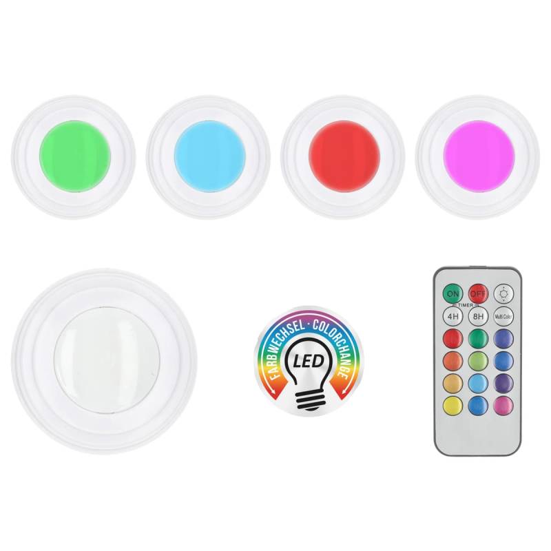 LED-Leuchten-Set, 5 Stück, 7 cm, Weiß/RGB, batteriebetrieben von CEPEWA GmbH