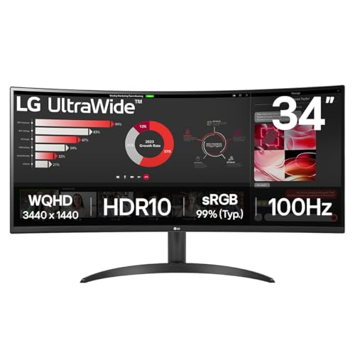 LG 34WR50QK-B Monitor PC 86,4 cm [34] 3440 x 1440 Pixel Wide Quad HD Nero (VA 34IN 1920 X 1080 21:09 5MS - HDMI X2 DISPLAYPORT HEADPHONE) von LG