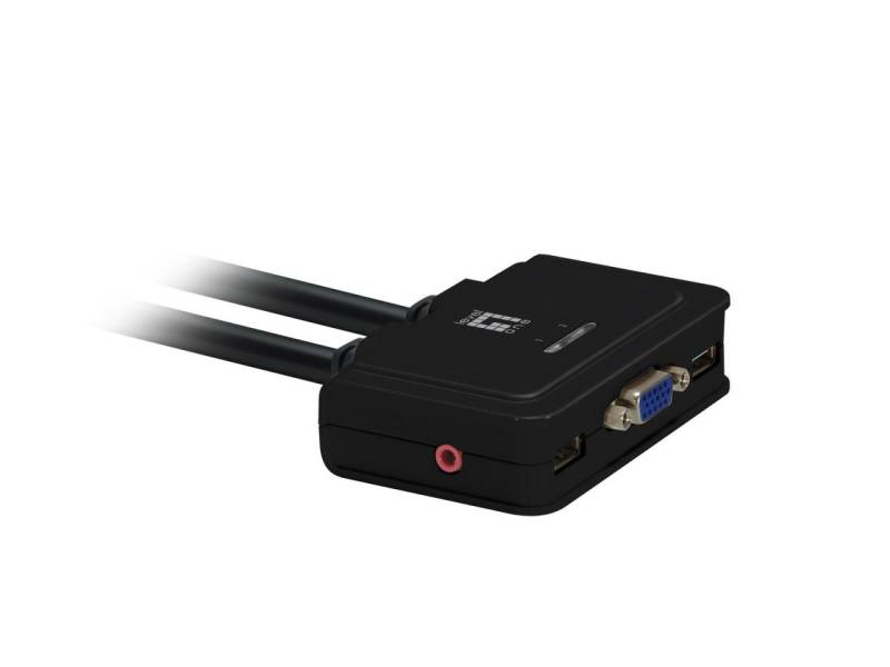 LevelOne KVM-0223 2-Port USB VGA Cable KVM Switch, audio support