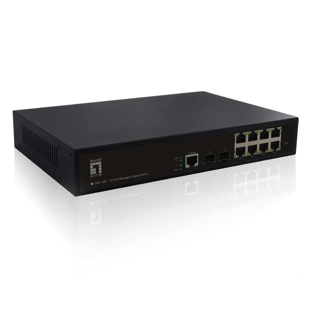 LevelOne Switch 10 Gigabit Ethernet-Ports mit 8 Gigabit-Ports, 2 Gigabit SFP (GEL-1061)