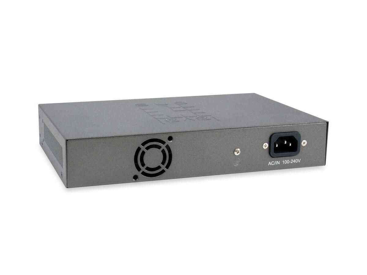 LevelOne Switch 12 Gigabit Ethernet-Ports mit 8 PoE-Ports 150W, 2 Gigabit-Ports, 2 Gigabit SFP (GEP-1221)