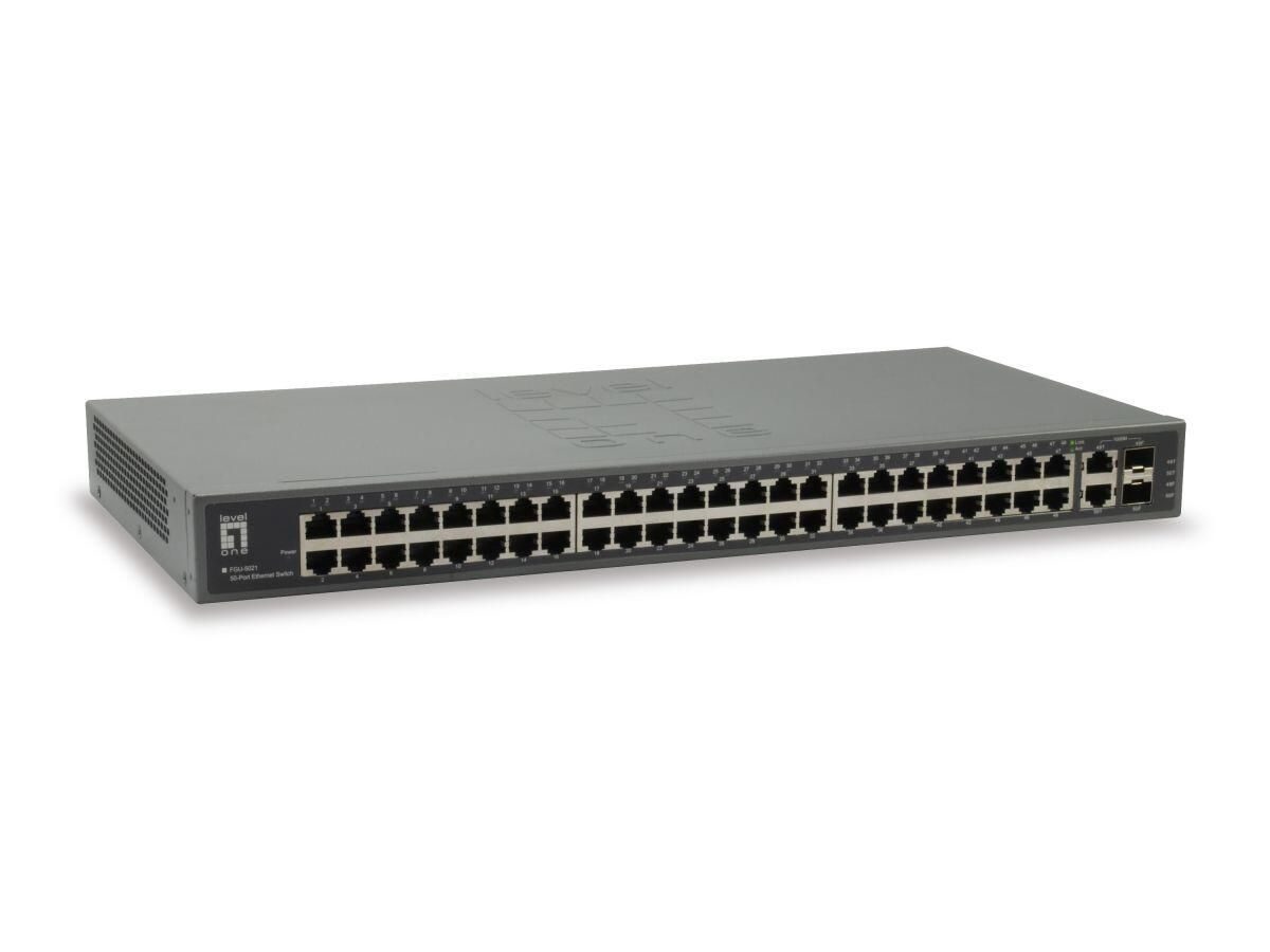 LevelOne Switch 48 Fast Ethernet-Port + 2 Gigabit-Ports SFP/RJ45 unmanaged (FGU-5021)