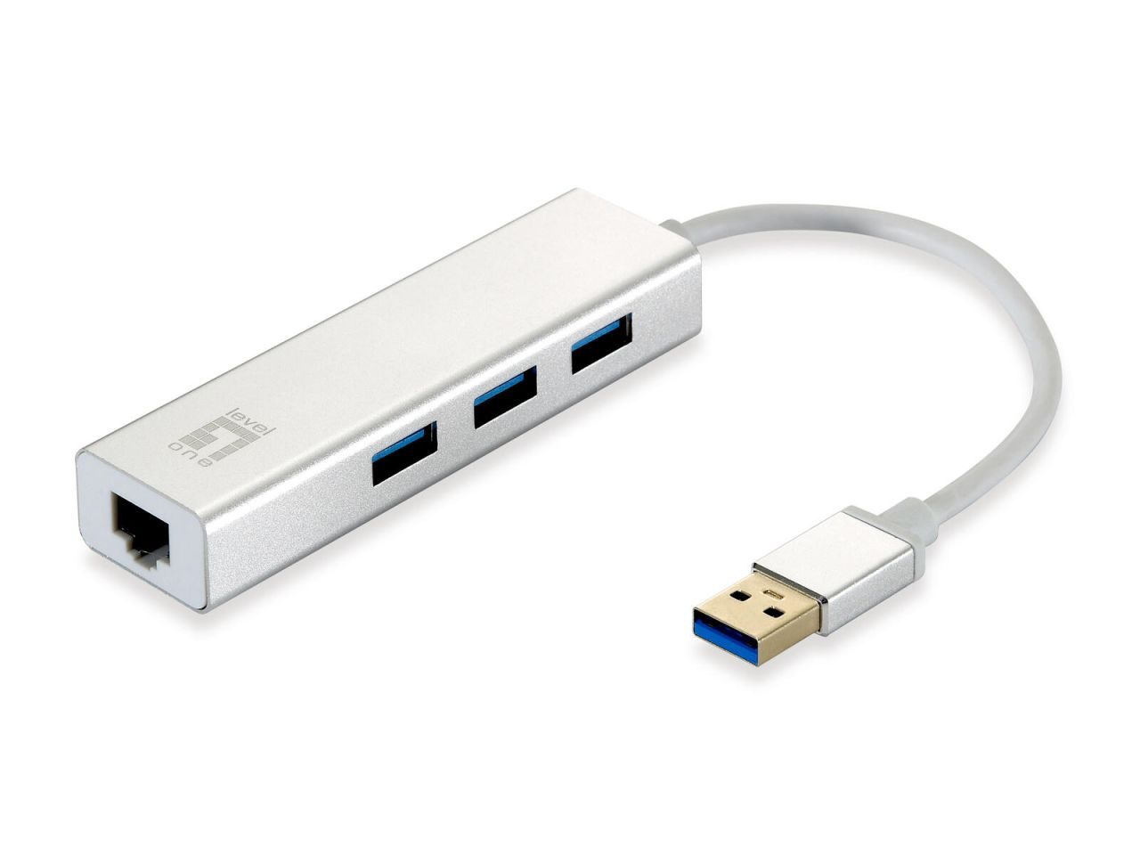 LevelOne USB-0503 Netzwerkadapter USB zu Gigabit Ethernet, 3x USB 3.0-HUB