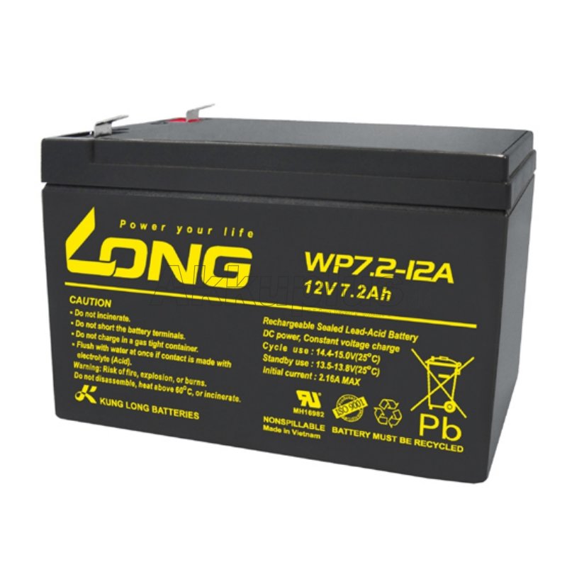 Long - WP7.2-12A - 12 Volt 7200mAh Pb - Faston 187 (F1)