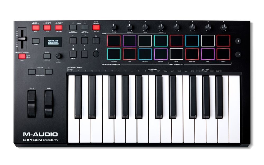 M-Audio OXYGEN PRO 25 USB/MIDI Controller Keyboard mit 8 Triggerpads