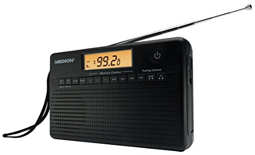 MEDION LIFE E66001 PLL Weltempfänger (MD 82157), PLL-Synthesizer Tuner, 330 Senderspeicher, Weltzeitanzeige von 34 Städten, 10 Alarm-Speicherplätze, Kalender, LCD-Display, schwarz