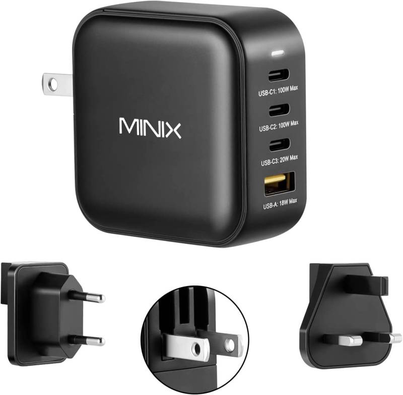 MINIX NEO P3, 100W 4-Port Turbo GaN Ladegerät 3x USB-C, 1x USB-A