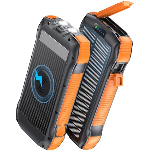 MOSKIZ Solarladegerät Power Bank, 40000mAh Tragbares Ladegerät QC3.0 18W PD 20W Schnellladung Externer Akku Pack mit USB C für iPhone Samsung Tablet, Solar Akku Pack mit Dual Taschenlampe MOSKIZ Solarladegerät Power Bank, 40000mAh Tragbares Ladegerät QC3.0 18W PD 20W Schnellladung Externer Akku Pack mit USB C für iPhone Samsung Tablet, Solar Akku Pack mit Dual Taschenlampe