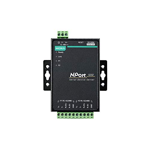 MOXA Industrial Ethernet Serial Device Server, 2 Port 2 x 10 Pol Terminal Block Anschluss für RS-485422 und (Nport-5232) von MOXA