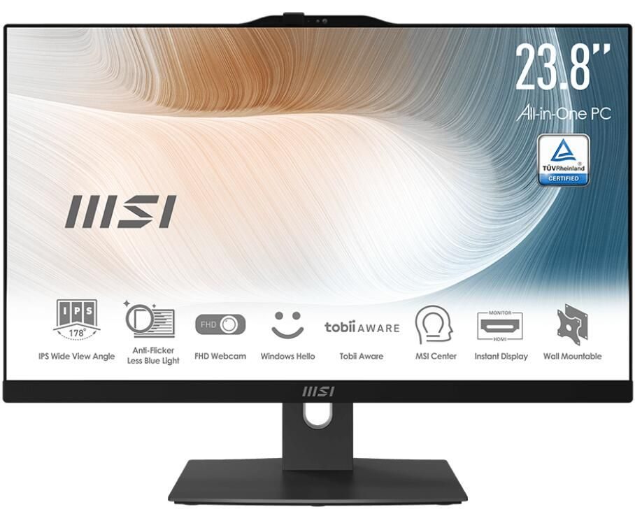 MSI Modern AM242P 12M All-in-One-PC 60cm (23,8") Intel Core i7-1260P, 16GB RAM, 512GB SSD, Full HD, Win11 Pro, Schwarz