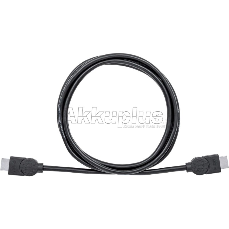 Manhattan 323215 High Speed HDMI-Kabel mit Ethernet-Kanal (HEC ARC 3D 4K) HDMI-Stecker auf HDMI-Stecker geschirmt schwarz 2 m
