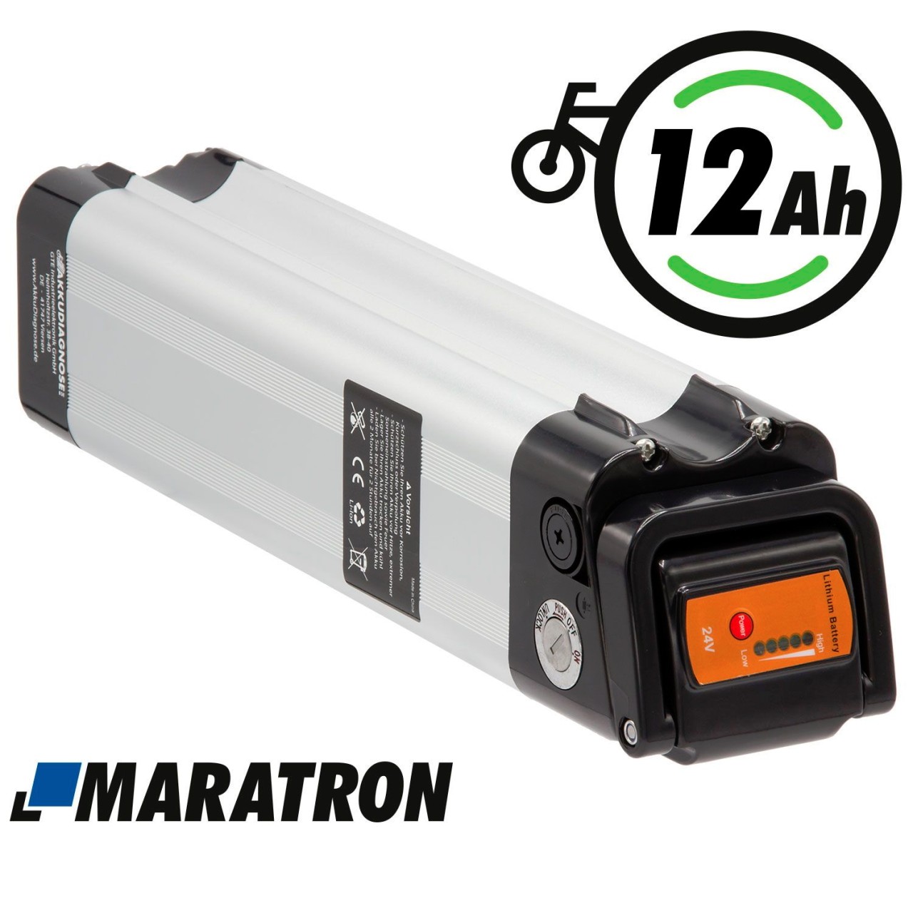 Maratron E-Bike Ersatzakku für "Silver Fish" XH259 – 25,9V / 12Ah – silber Maratron E-Bike Ersatzakku für "Silver Fish" XH259 – 25,9V / 12Ah – silber