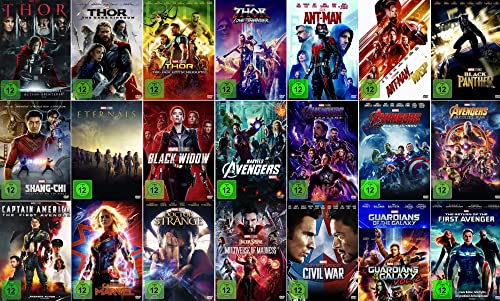 Marvel Studios 22er Mega Bundle - Thor 1-4 Doctor Strange 1+2 Guardians of the Galaxy 1+2 u.v.m. [DVD-Set] Inkl. 1 Poster (Eternals)