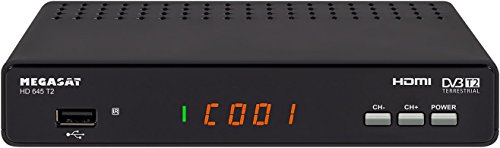 MegaSat DVB Receiver HD 645 T2 Front-USB, Deutscher DVB-T (H.264) und DVB-T2 Standard (H.265), LAN-fähig (0201114)