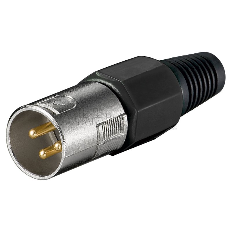 Mikrofonstecker, 3 Pin<br>mit vergoldeten Kontakten und geschraubter Zugentlastung