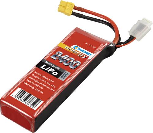 Modellbau-Akkupack (LiPo) 14.8V 2400 mAh Zellen-Zahl: 4 20 C Softcase XT60