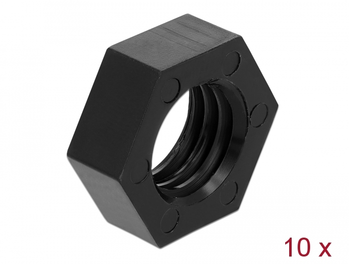 Navilock GNSS Mutter Nylon 15,875 mm (5/8&quot;-11 UNC) 10 Stück schwarz