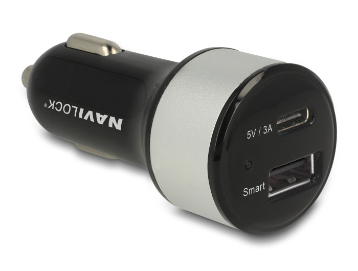 Navilock Kfz Ladeadapter 1 x USB Type-C™ + 1 x USB Typ-A 25 W