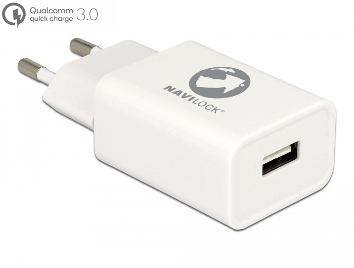 Navilock Ladegerät 1 x USB Typ-A mit Qualcomm® Quick Charge™ 3.0 weiß