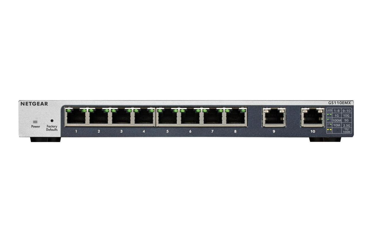 Netgear GS110EMX 8-Port Gigabit Smart Managed Plus Switch mit 2-Port 10G/Multi-Gigabit Uplinks